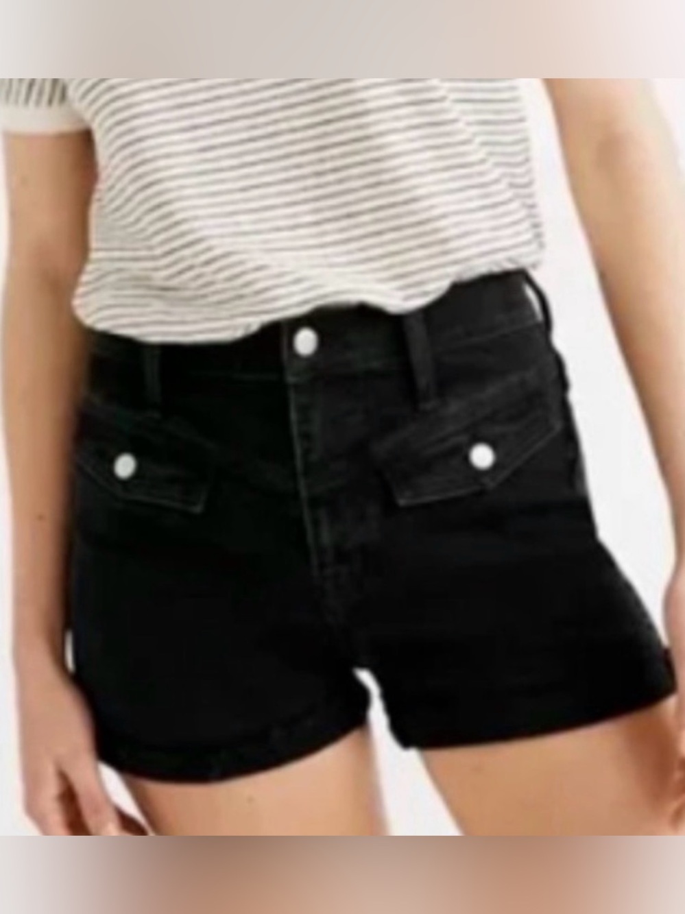 Madewell Black Western Yoke High Rise Denim Cutoff Shorts Sz 32